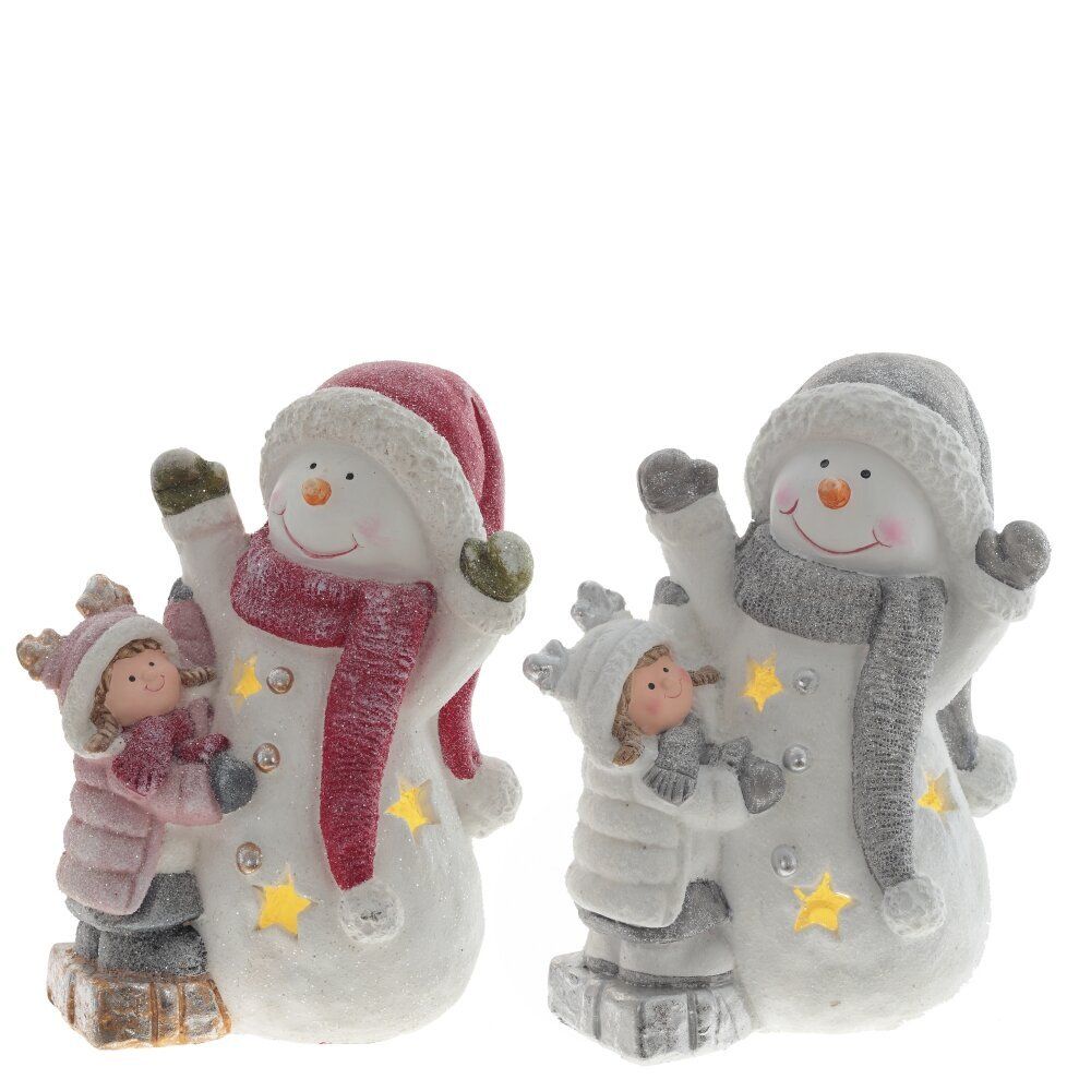 GAEM Фигурка декоративная "Снеговик и девочка" (подсветка, 3хААА, н/п), L30 W20 H37 см, 2в.
