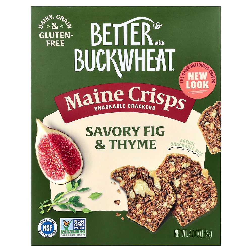 Better with Buckwheat, хрустящие снеки из штата Мэн, с пикантным инжиром и чабрецом, 113 г (4 унции)