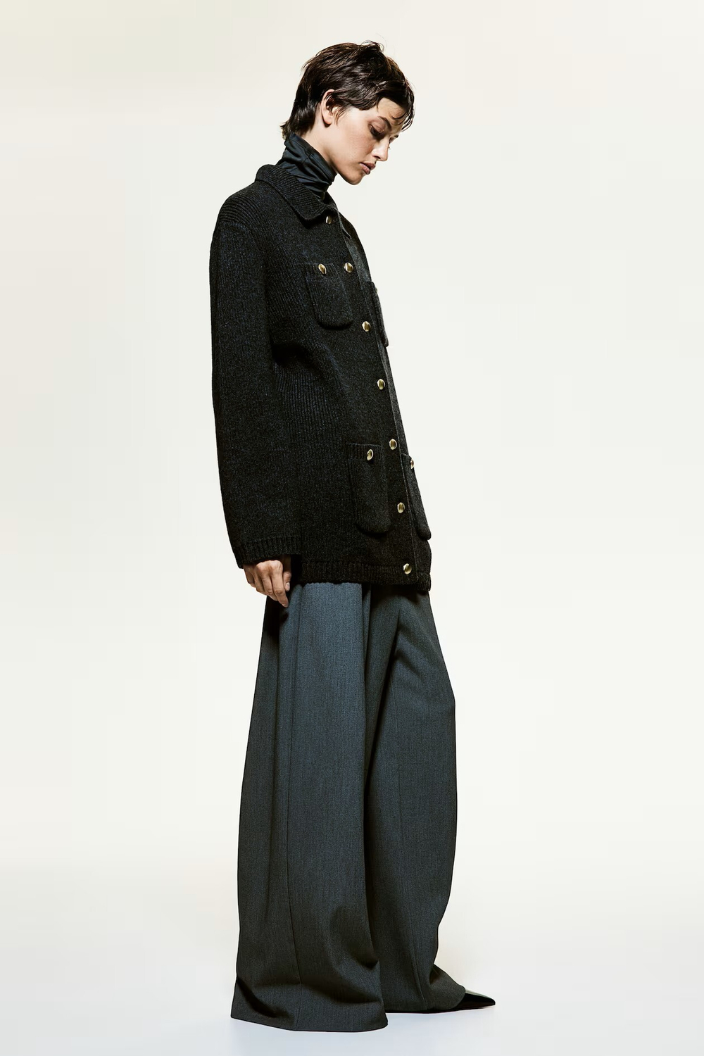 H&M Шерстяной кардиган, темно-серый