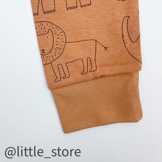 Штанишки хлопковые "Я родился" звери на коричневом