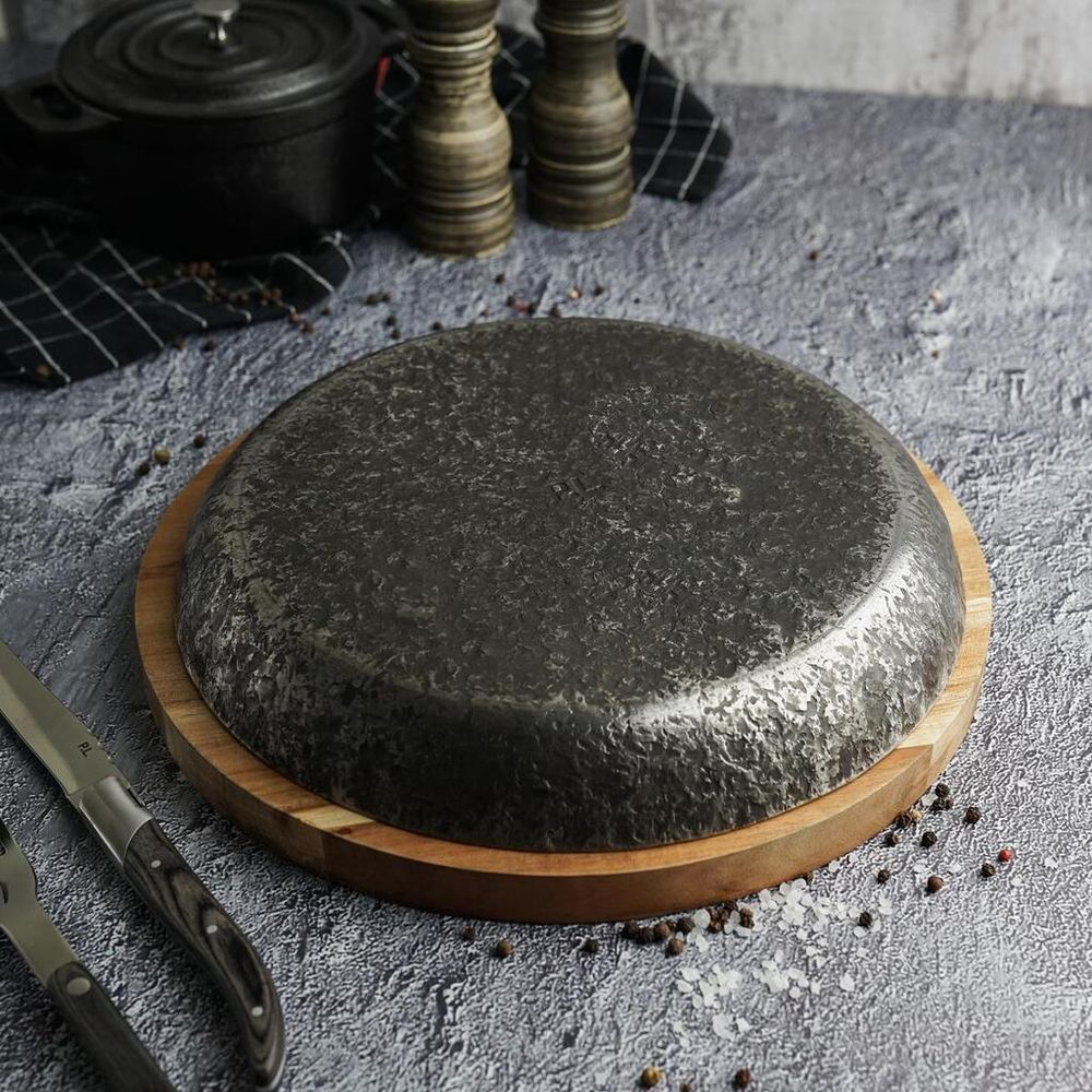 Сковорода для подачи 26 см h3,1 см круглая без ручки "Vintage Blued" углерод. сталь ИНДУКЦИЯ P.L.