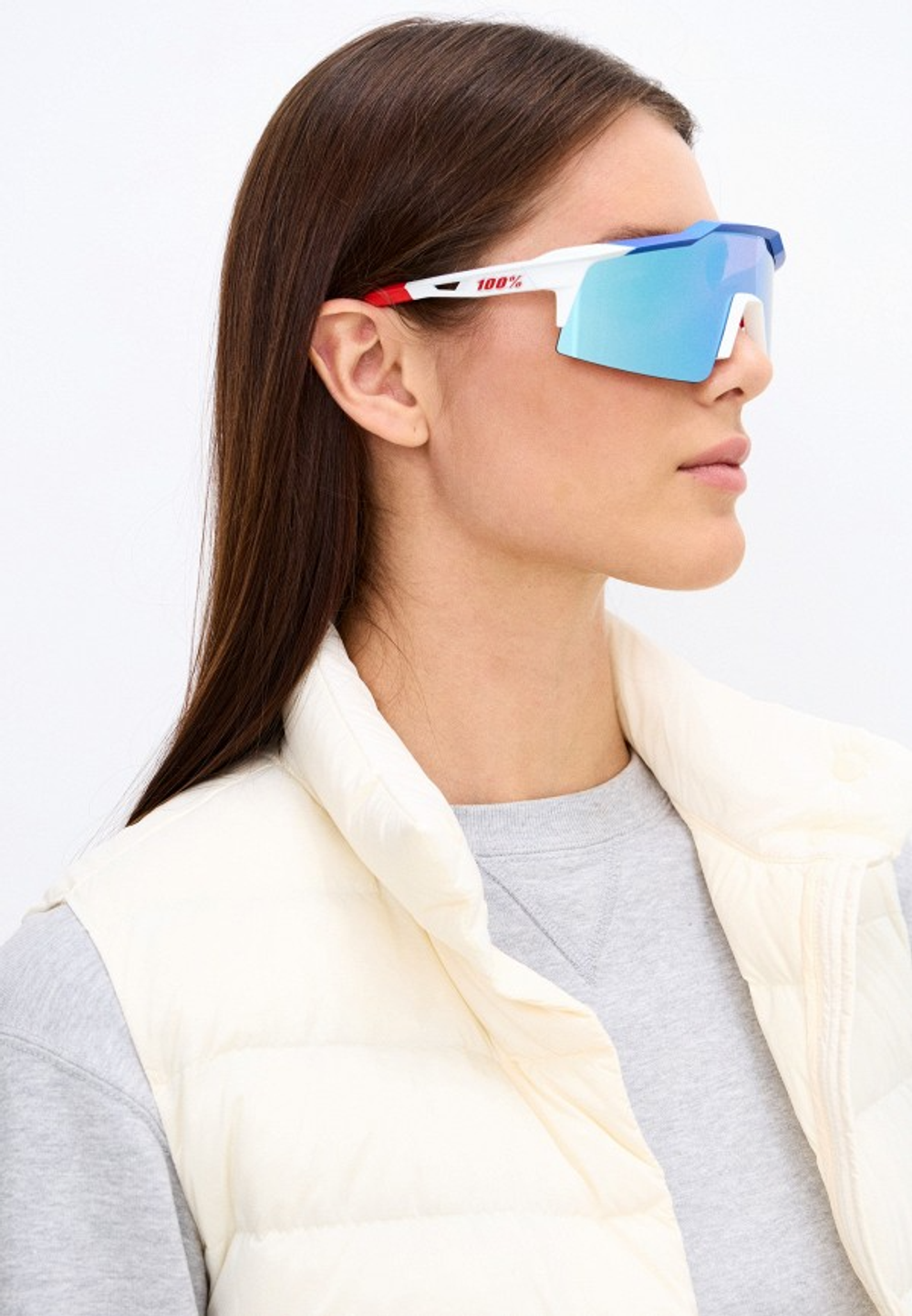 Спортивные очки 100% Speedcraft SL / Total Energies Team Matte White/ / Metallic HiPER Blue ML Mirror Lens