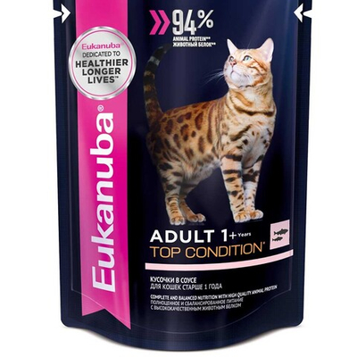 Eukanuba Cat Salmon 85 г - консервы (пауч) для кошек (лосось в соусе)