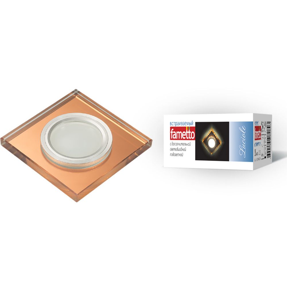 DLS-L107 GU5.3 CHROME/BRONZE Светильник декоративный встраиваемый, серия Luciole. Квадратный. Без лампы, цоколь GU5.3. Доп. светодиодная подсветка 3Вт