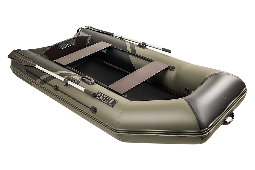 Броня-280 хаки-черный (лодка ПВХ под мотор с усилением)