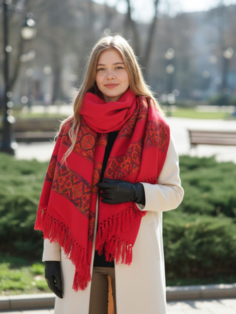 Шаль гималайская (малиновая)