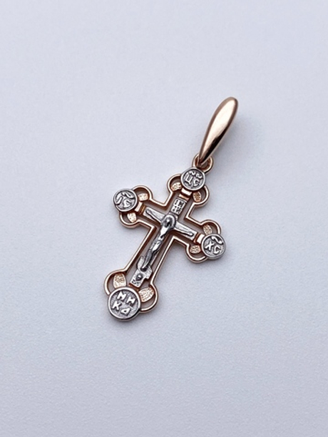Крест из серебра/Позолота,Родий/С подвижным ухом