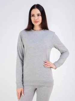 Свитшот без начеса и капюшона однотонный стильный, хлопок