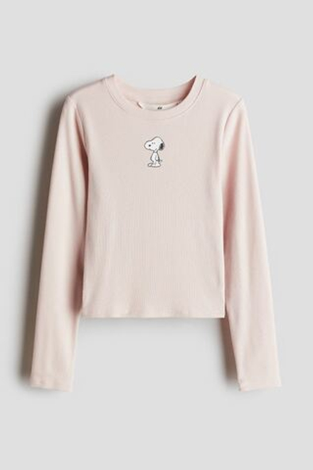 H&M Трикотажный топ с принтом, розовый