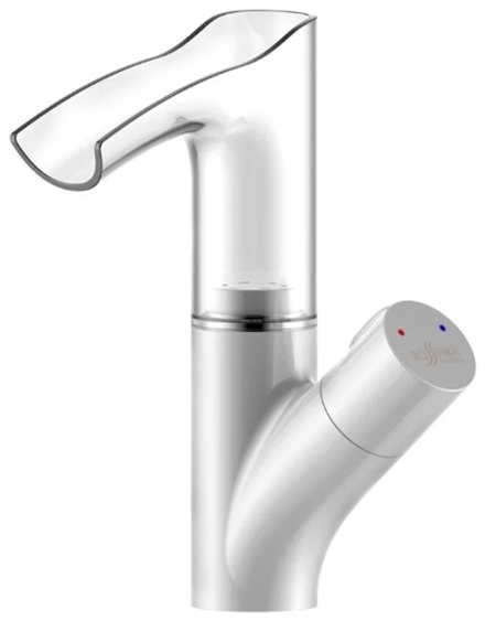 Смеситель для умывальника Rossinka Z35-30Wс прозрачным каскадным изливом и Led- подстветкой