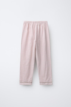 ZARA ФЛАНЕЛЕВАЯ ПИЖАМА В КЛЕТКУ ВИШИ, РОЗОВЫЙ