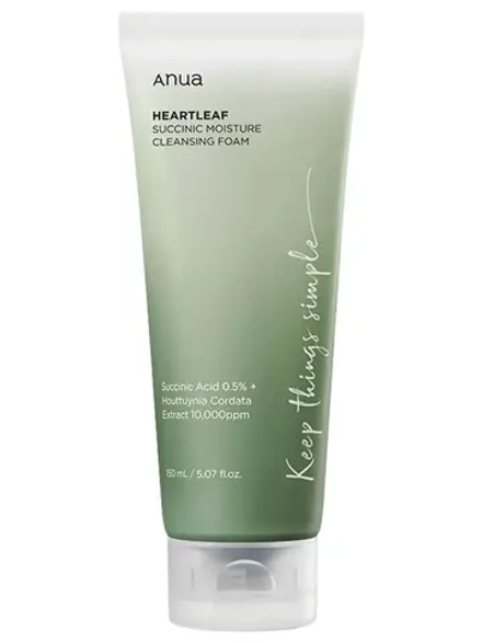 Anua Увлажняющий гель для умывания с янтарной кислотой Heartleaf Succinic Moisture Cleansing Foam 150 мл