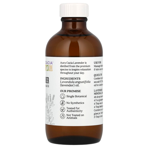 Aura Cacia, чистое эфирное масло, лаванда, 118 мл (4 жидк. унции)
