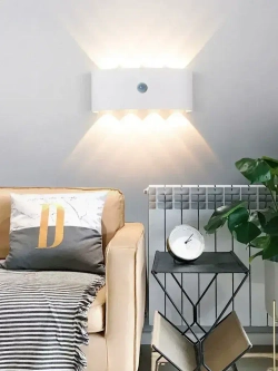 Светильник бра настенный светодиодный уличный с датчиком движения и датчиком освещенности 220в OutFrame 3000K, 8Вт, белый