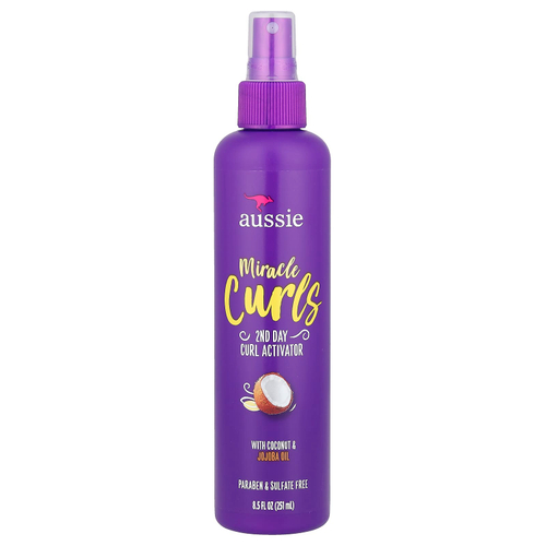 Aussie, Miracle Curls, активатор локонов для 2-х дневных локонов с кокосом и маслом жожоба, 251 мл (8,5 жидк. унц.)