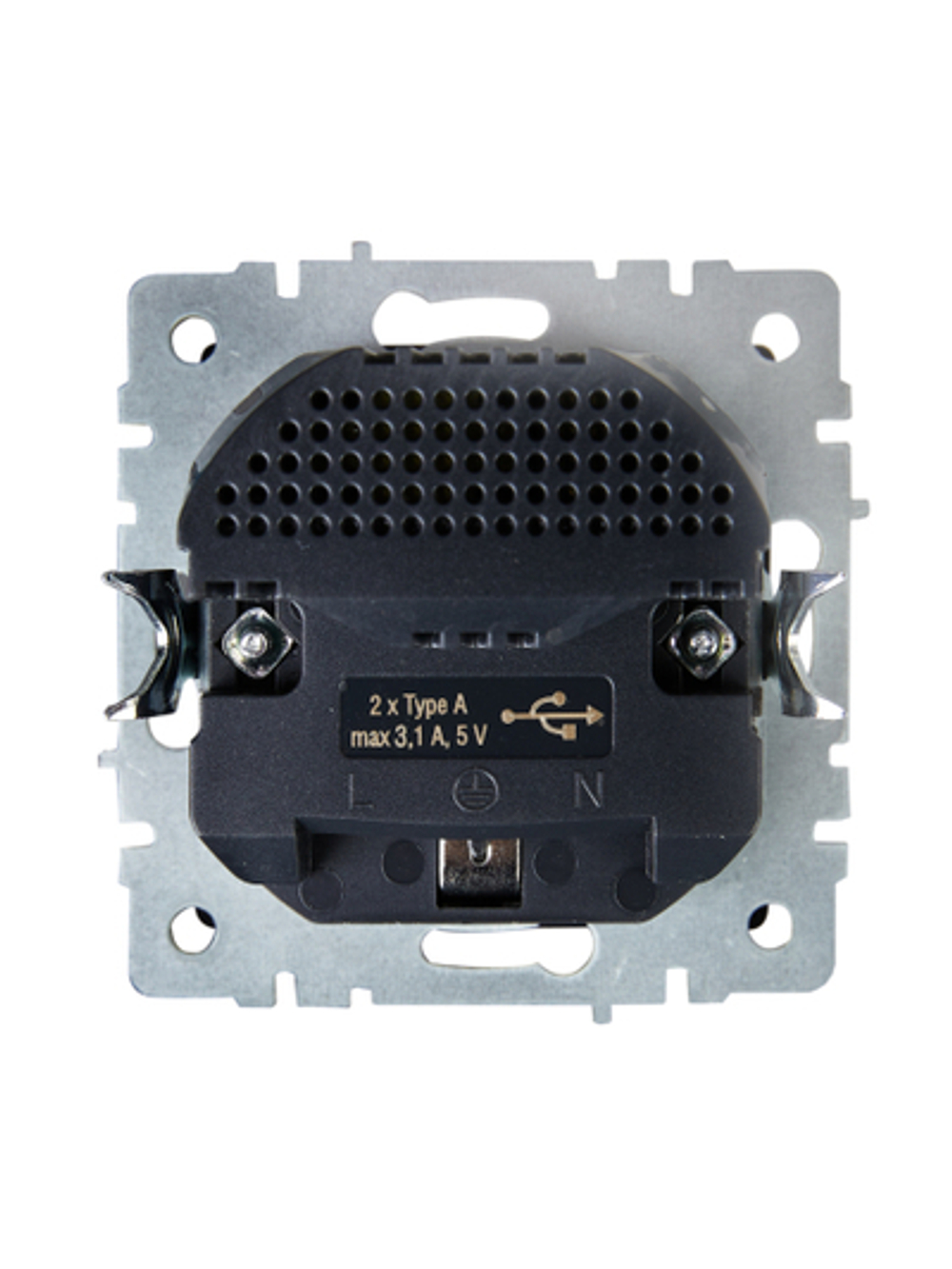 BRITE Розетка 1-местная с заземлением с защитными шторками 16А с USB A+A 5В 3,1А РЮш10-2-БрШ шампань IEK