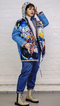 Двусторонняя куртка "Москва Кандинского", по мотивам живописи Василия Кандинского ("Москва. Красная площадь." 1916 г)