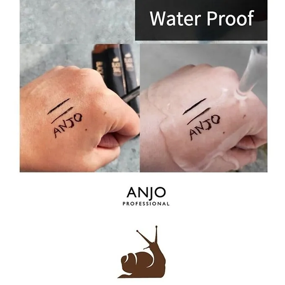 Anjo Professional Eyeliner Brush Pen Liquid Black Snail Подводка для глаз с муцином улитки, 0,5 мл