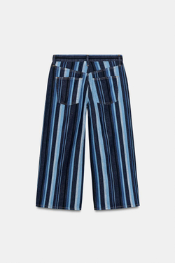 ZARA ДЖИНСЫ-КЮЛОТЫ В ПОЛОСКУ СО СРЕДНЕЙ ПОСАДКОЙ — ZW COLLECTION, СИНИЙ