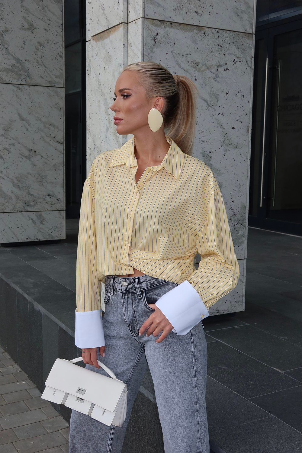 Рубашка из хлопка с широкими манжетами