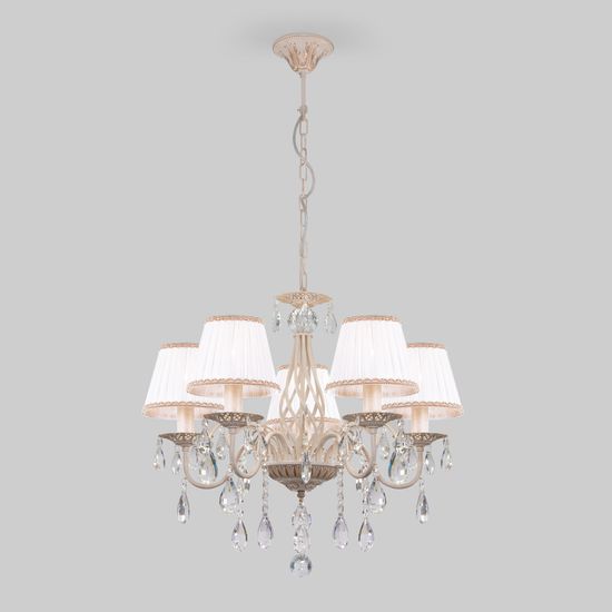 10054/5 / подвесной светильник /   белый с золотом/прозрачный хрусталь Strotskis