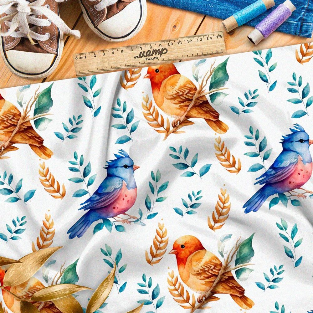 Ткань Ниагара Софт садовые птахи