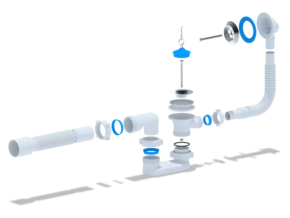 Сифон Ани для ванны с выпуском и переливом