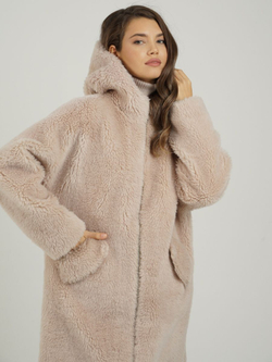 Шуба из шерсти чебурашка тедди, пудровая, SilverFox