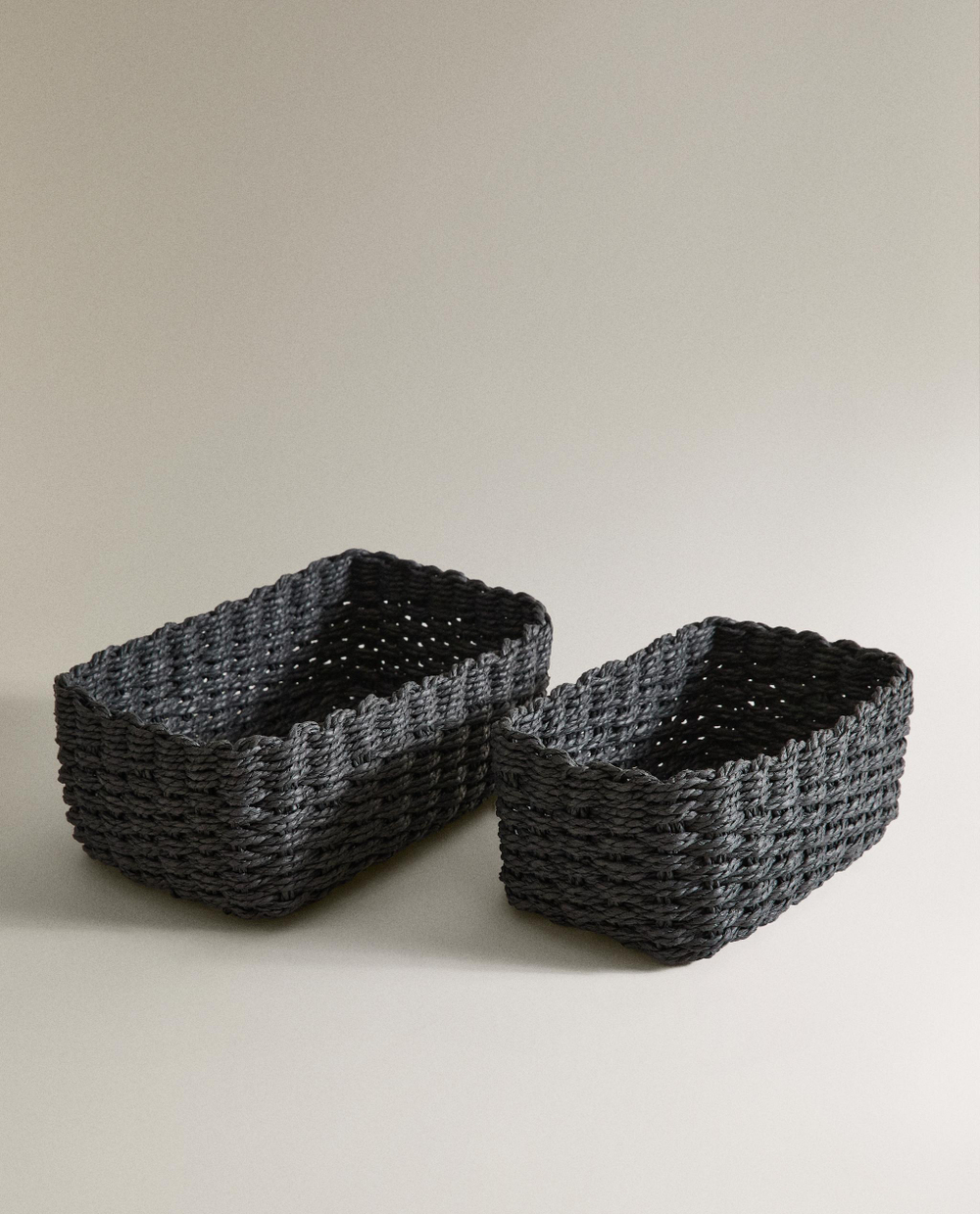 Zara Home Корзина из плетёной бумаги, цвет чёрный, 21 см