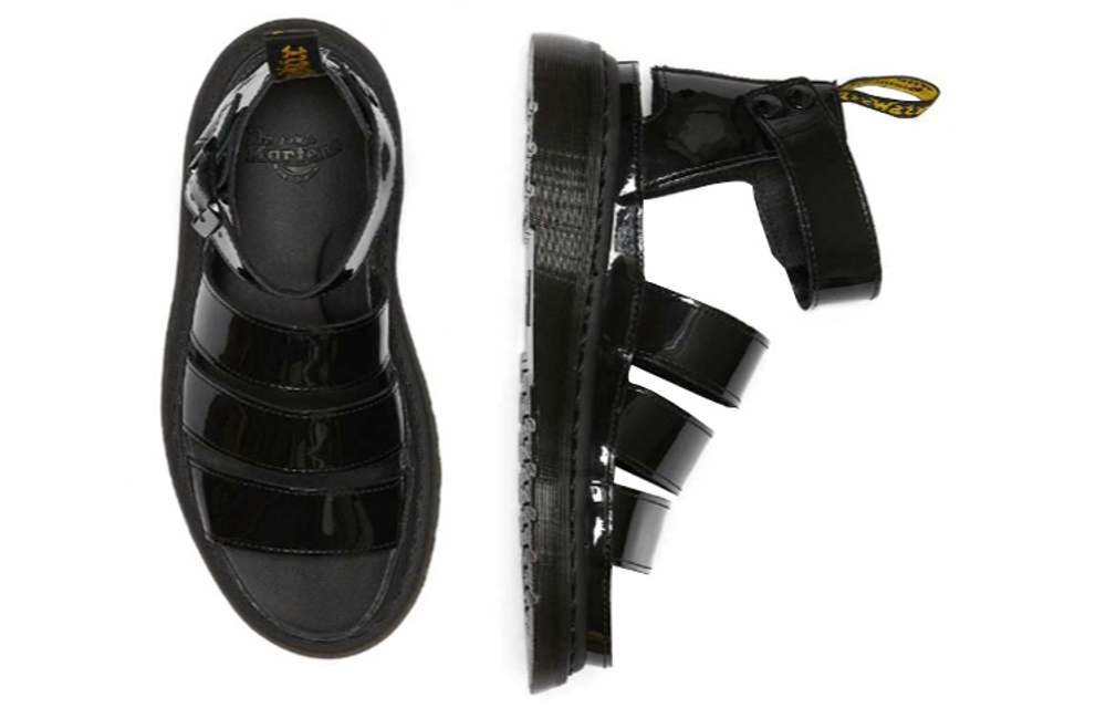 Dr.Dr. Martens thick-soled buckle Roman sandals for men and women in the same style black