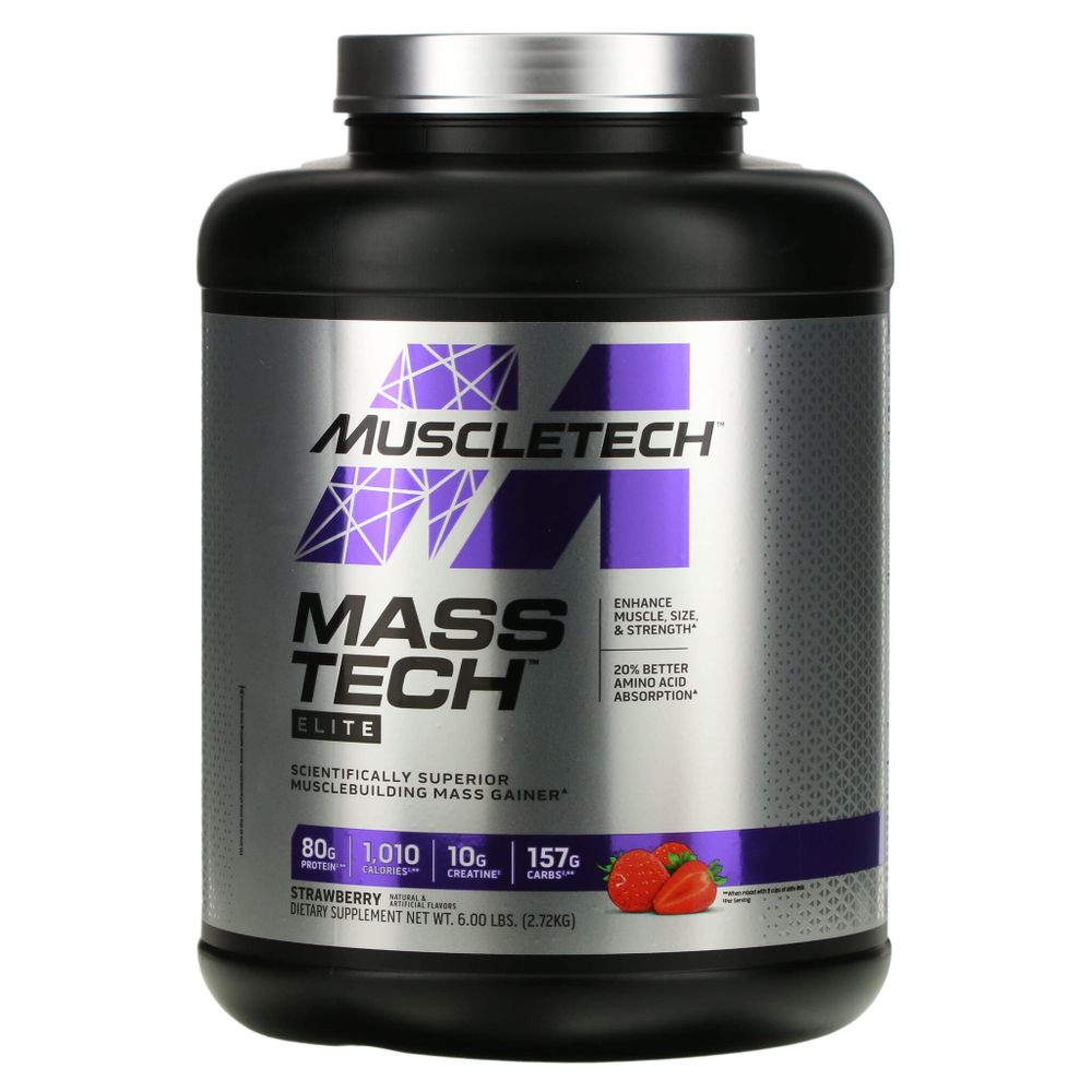 MuscleTech, Mass-Tech™ Elite, со вкусом клубники, 2,72 кг (6 фунтов)