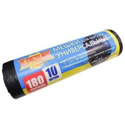 Мешок д/мусора ПНД 180 л (10 шт.) рулон черный КРЕПАК (1/25 шт.)