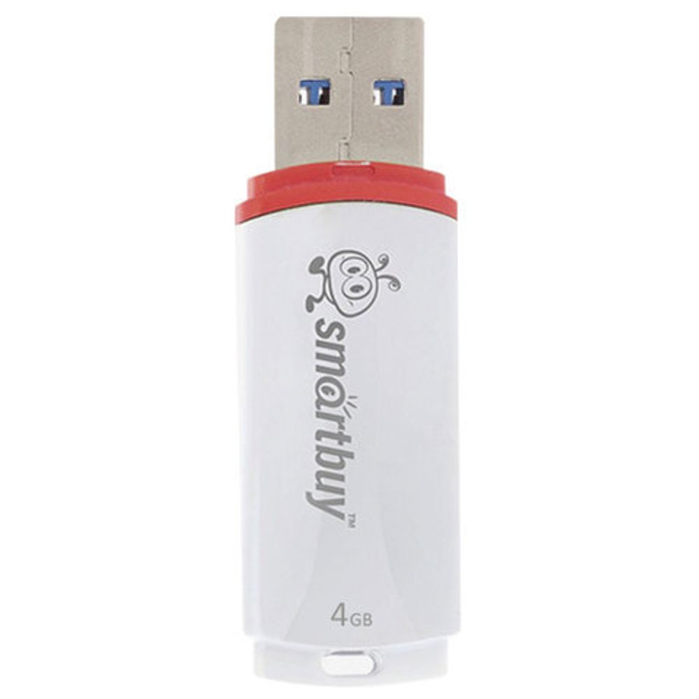 Флеш-диск 4 GB, SMARTBUY Crown, USB 2.0, белый, SB4GBCRW-W