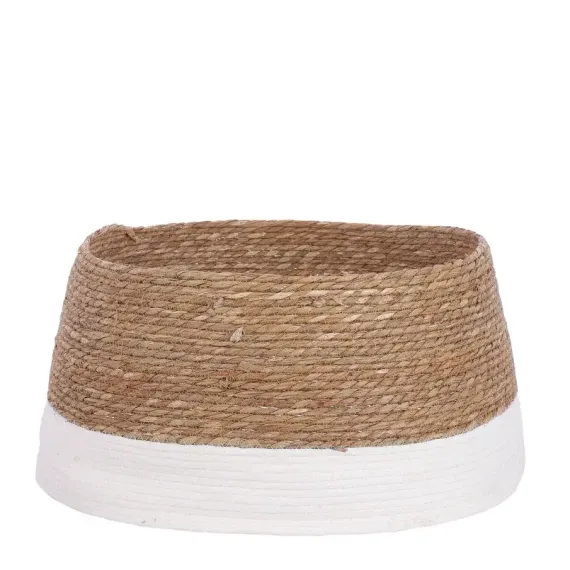 Джутовая корзина под елку 26х58 см., коричневая с белой полосой, Christmas DeLuxe (86499)