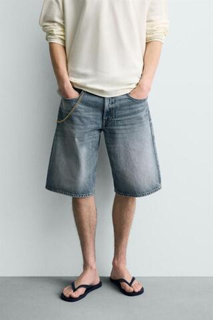 ZARA ДЖИНСОВЫЕ ШОРТЫ BAGGY FIT, ВЫЦВЕТШИЙ СИНИЙ