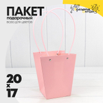 Пакет подарочный 20х17х12 Ваза для цветов (Розовый)