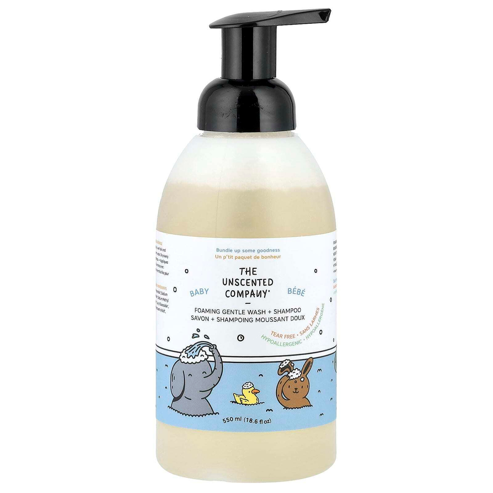 The Unscented Company, Для детей, мягкая пенка для душа и шампунь, без отдушек, 550 мл (18,6 жидк. Унции)