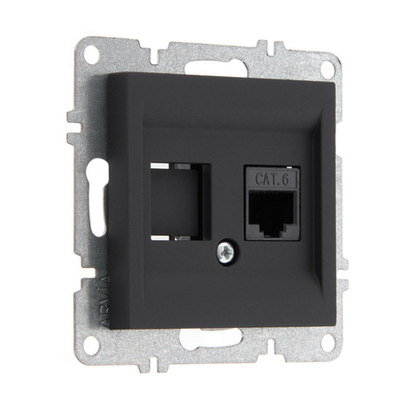 Розетка компьютерная ARVIA Electric, кат. 6, 1 гнездо, черный 50072000247