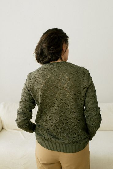 Джемпер А.Г., 50% хлопок, 50% акрил, цвет тёмно-оливковый