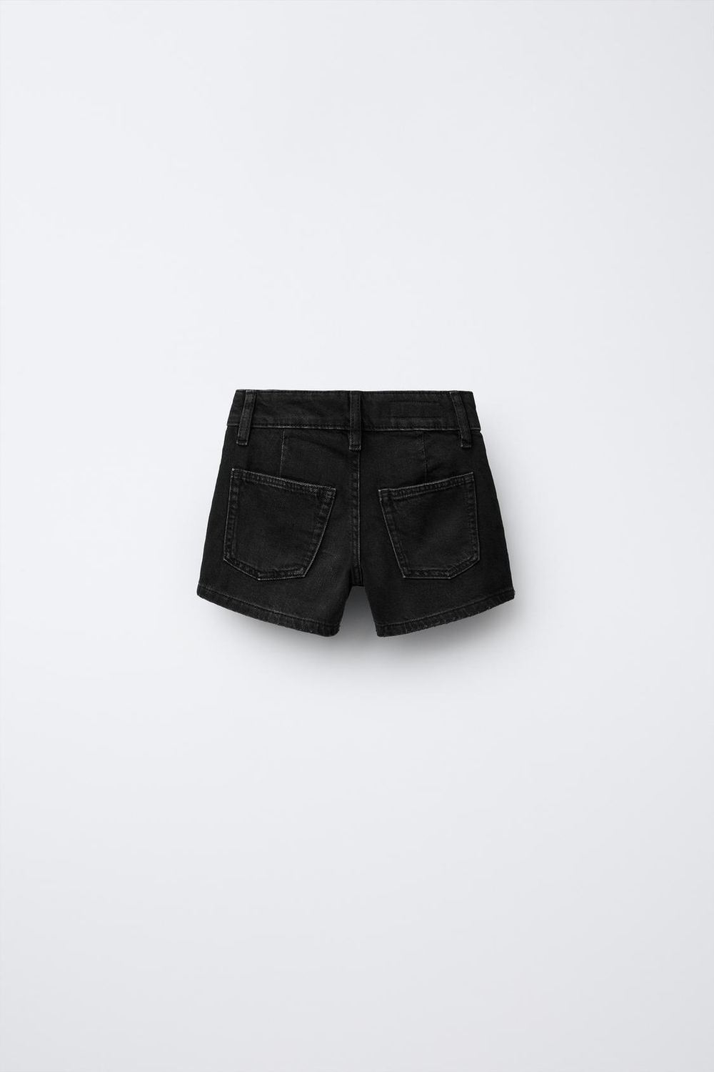 ZARA ДЖИНСОВАЯ ЮБКА-ШОРТЫ СО СКЛАДКАМИ, ЧЕРНЫЙ