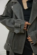 Косуха Oversize Vintage с ремешками, Серый