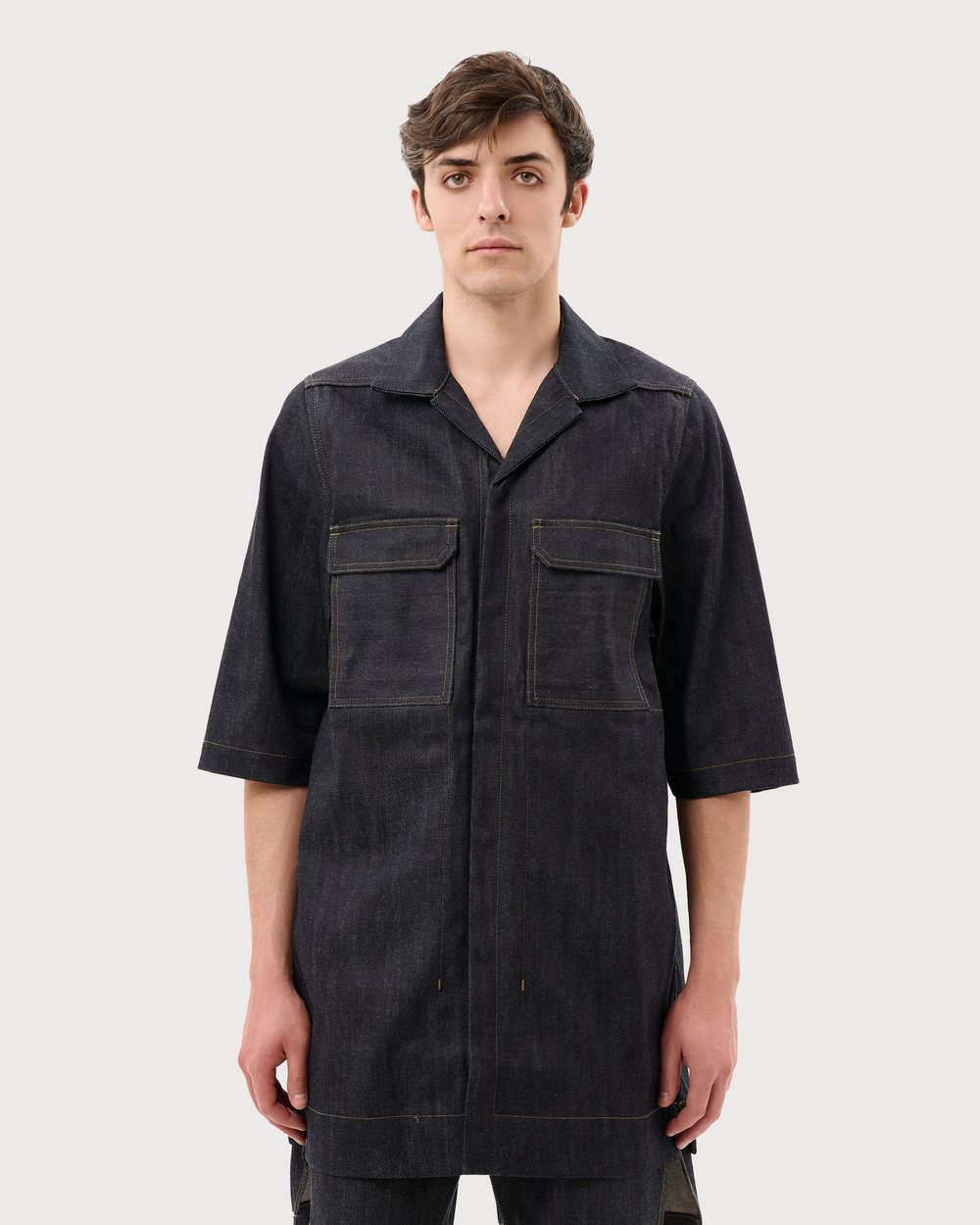 RICK OWENS DRKSHDW РУБАШКА ЦВЕТА ИНДИГО LIDO MAGNUM