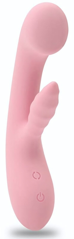 Нежно-розовый вибратор со стимулятором клитора The Unicorn - 21,5 см. (Цвет: нежно-розовый)