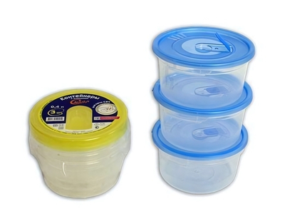 Набор контейнеров для СВЧ 0,4л 3шт "Смайл" круглые с клапаном