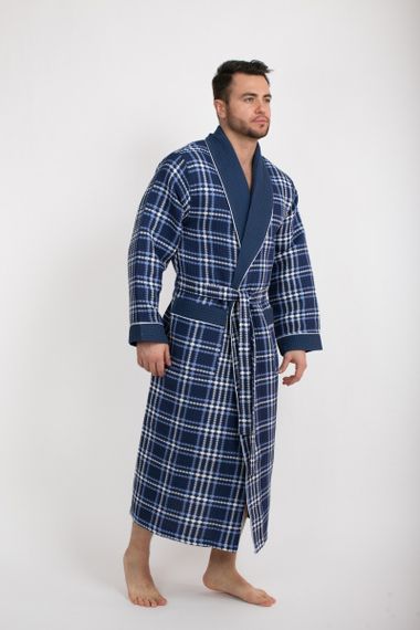 Вафельный мужской халат Gentelmen Style синий