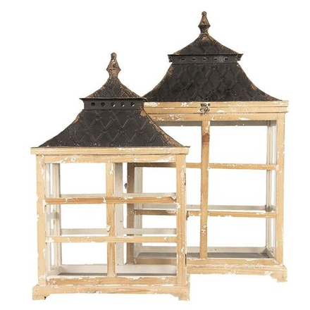 Набор из 2-х подсвечников "Грейси" 46x28x78 / 39x20x62см Металл,стекло,дерево