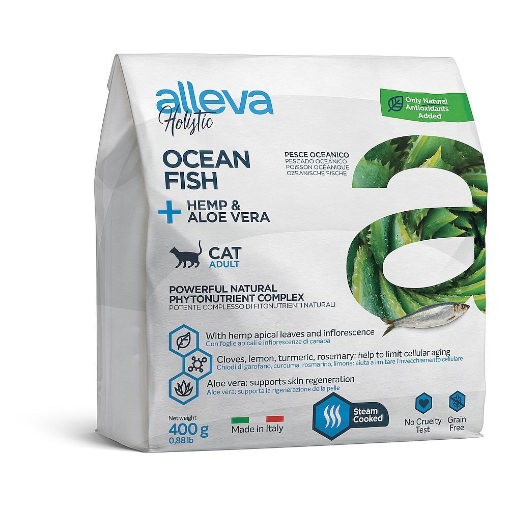 Корм для взрослых кошек Аллева Холистик с океанической рыбой, коноплей и алое вера 0,4 кг