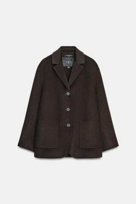 ZARA БЛЕЙЗЕР ИЗ СМЕСОВОЙ ШЕРСТИ — ZW COLLECTION, КОРИЧНЕВЫЙ