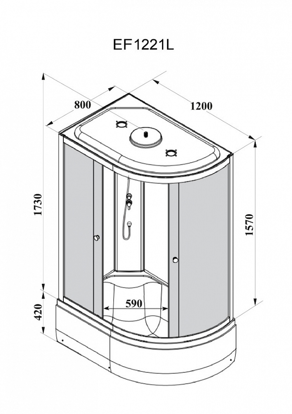 Душевая кабина PARLY EF1221L (120х80х215)