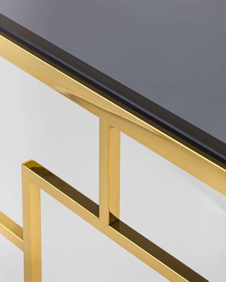 Журнальный столик 55*55 БРУКЛИН стекло smoke сталь золото